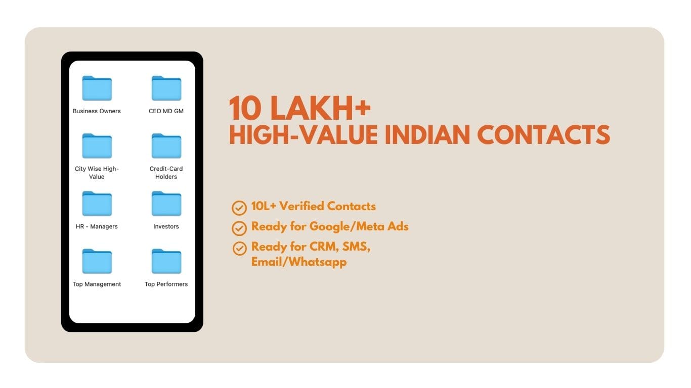 10 Lakh+ Verified & High-Value Indian Contact List