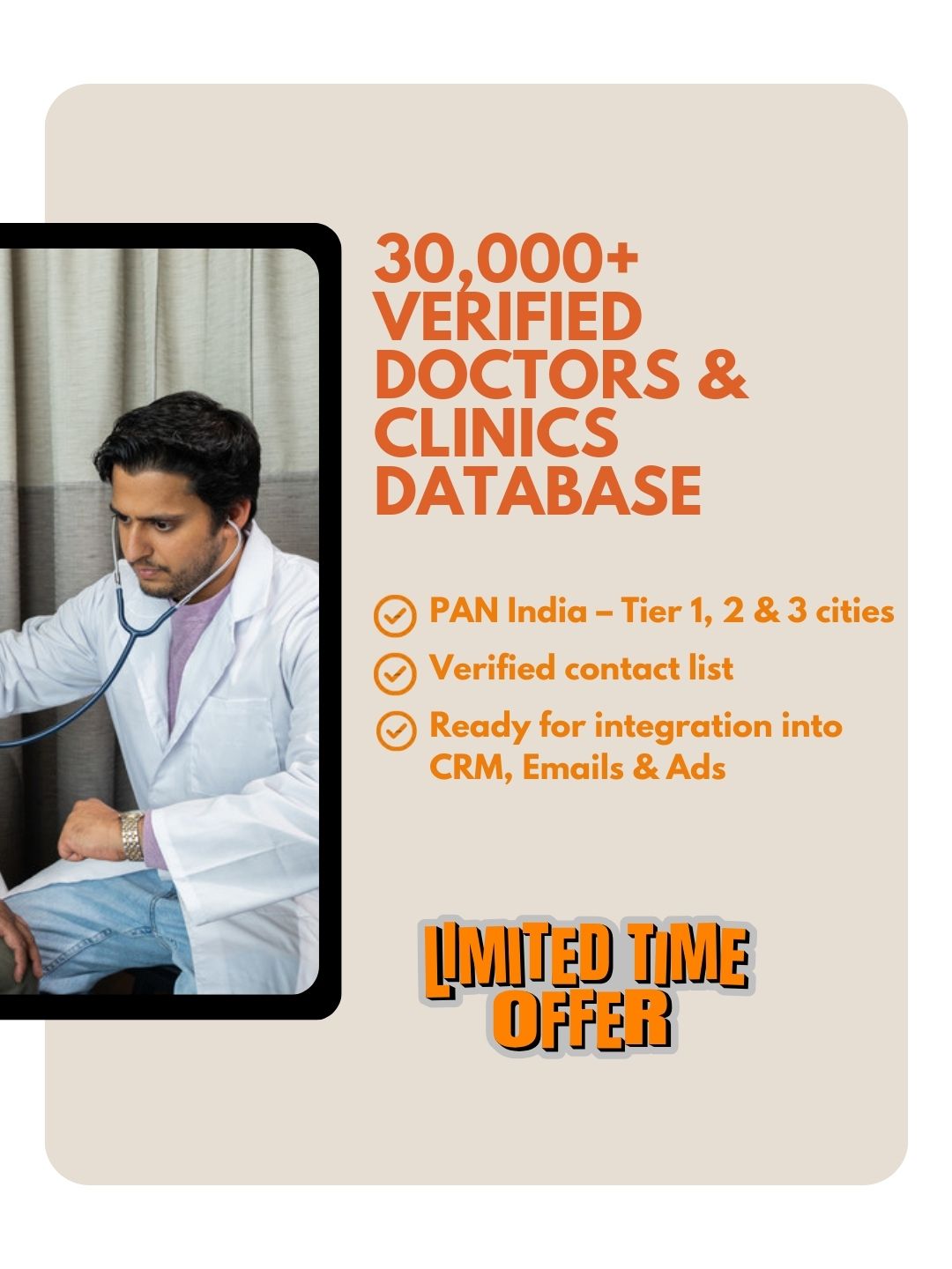 30,000+ Verified Doctors & Clinics Database – India